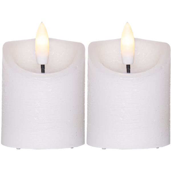 LED Blockljus 2-pack Flamme Rustic 7,5 cm