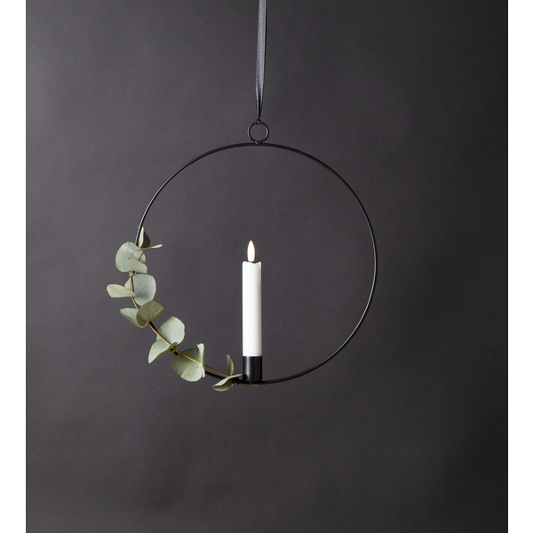 Ljusstake hängande Ring ink. LED ljus Svart