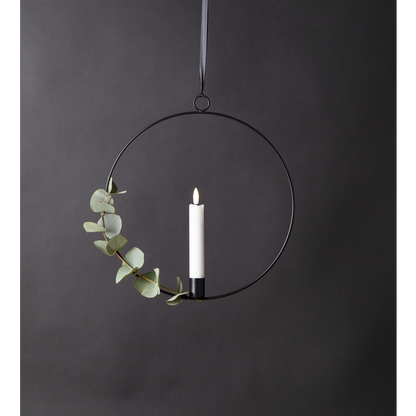 Ljusstake hängande Ring ink. LED ljus Svart