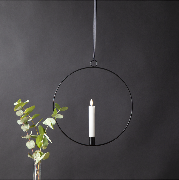 Ljusstake hängande Ring ink. LED ljus Svart