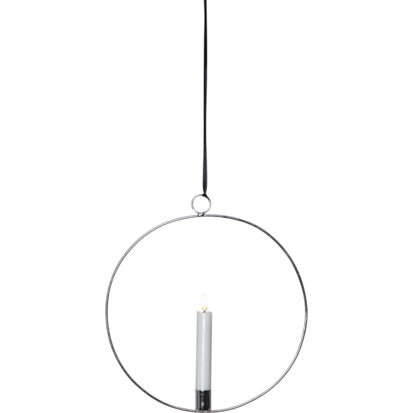 Ljusstake hängande Ring ink. LED ljus Silver