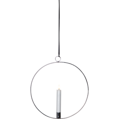Ljusstake hängande Ring ink. LED ljus Silver