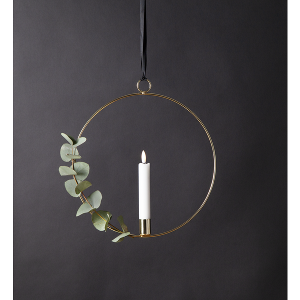 Ljusstake hängande Ring ink. LED ljus Mässing