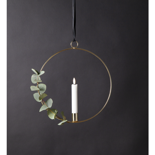 Ljusstake hängande Ring ink. LED ljus Mässing