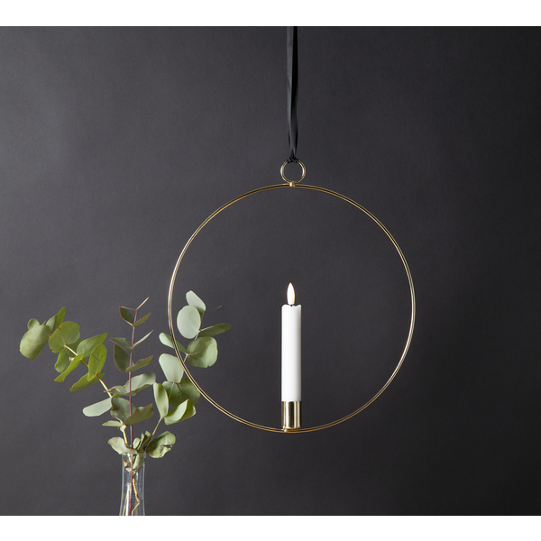 Ljusstake hängande Ring ink. LED ljus Mässing