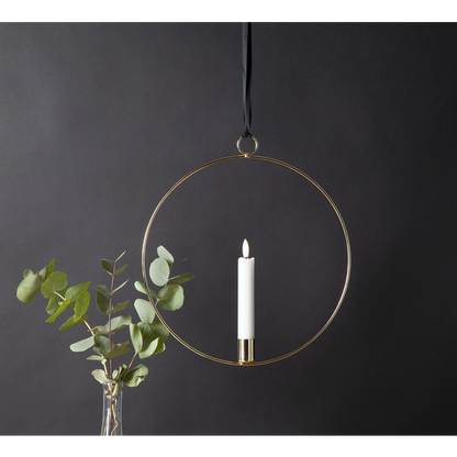Ljusstake hängande Ring ink. LED ljus Mässing