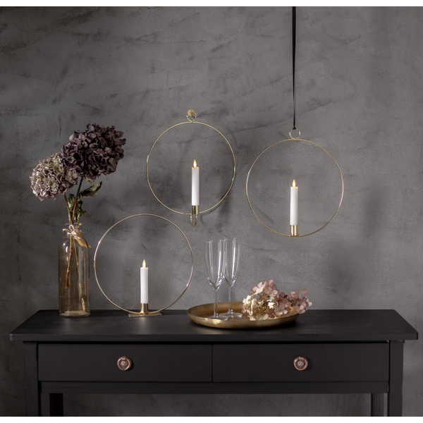 Ljusstake vägg Ring ink. LED ljus Mässing