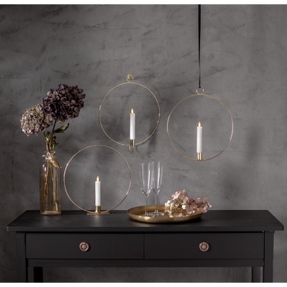 Ljusstake vägg Ring ink. LED ljus Mässing