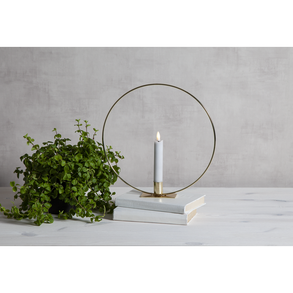 Ljusstake stående Ring ink. LED ljus Mässing