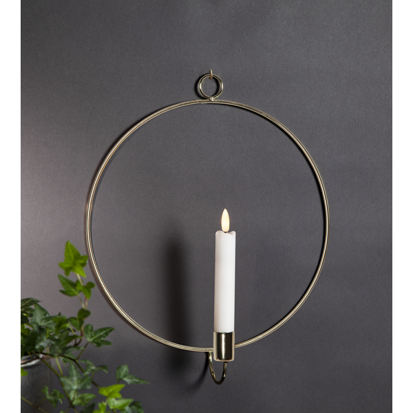 Ljusstake vägg Ring ink. LED ljus Mässing