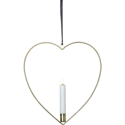Ljusstake hängande Hjärta ink. LED ljus Mässing