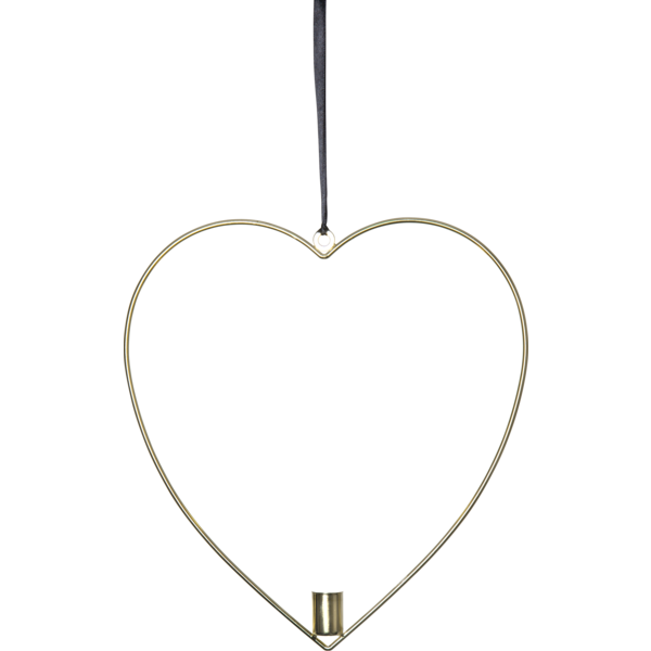 Ljusstake hängande Hjärta ink. LED ljus Mässing