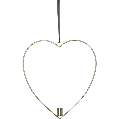 Ljusstake hängande Hjärta ink. LED ljus Mässing