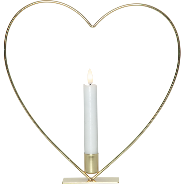 Ljusstake stående Hjärta ink. LED ljus Mässing