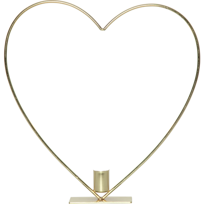 Ljusstake stående Hjärta ink. LED ljus Mässing