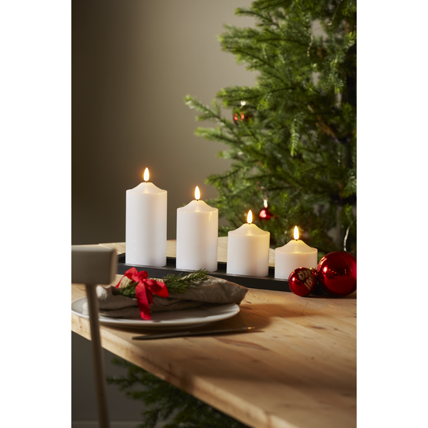 LED Blockljus Flamme Top Vit 9,5 cm