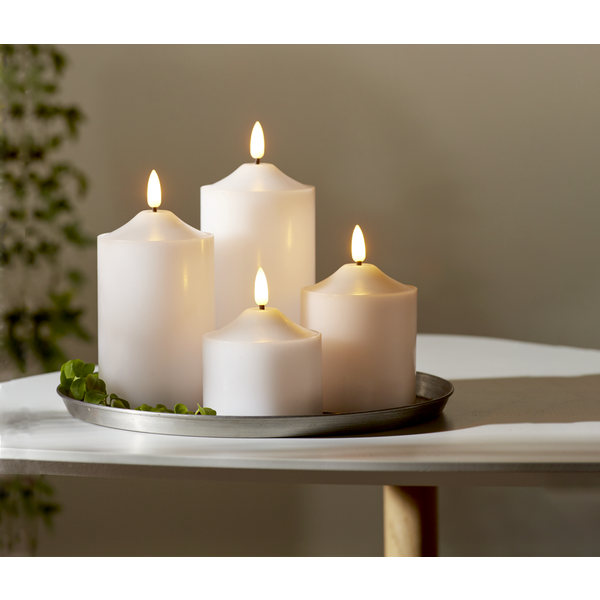 LED Blockljus Flamme Top Vit 9,5 cm