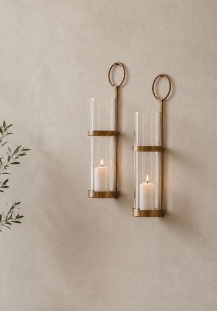 Ljusstake Vägg Ljushållare Mässing 8,5x36cm 2-pack HH
