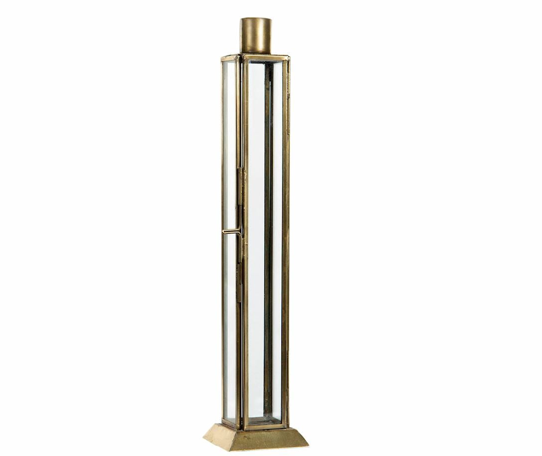 Ljusstake Glasbox 2-pack Antik Mässing 30 cm