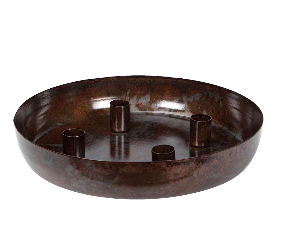 Julljusstake Metall 4 Kronljus Brun
