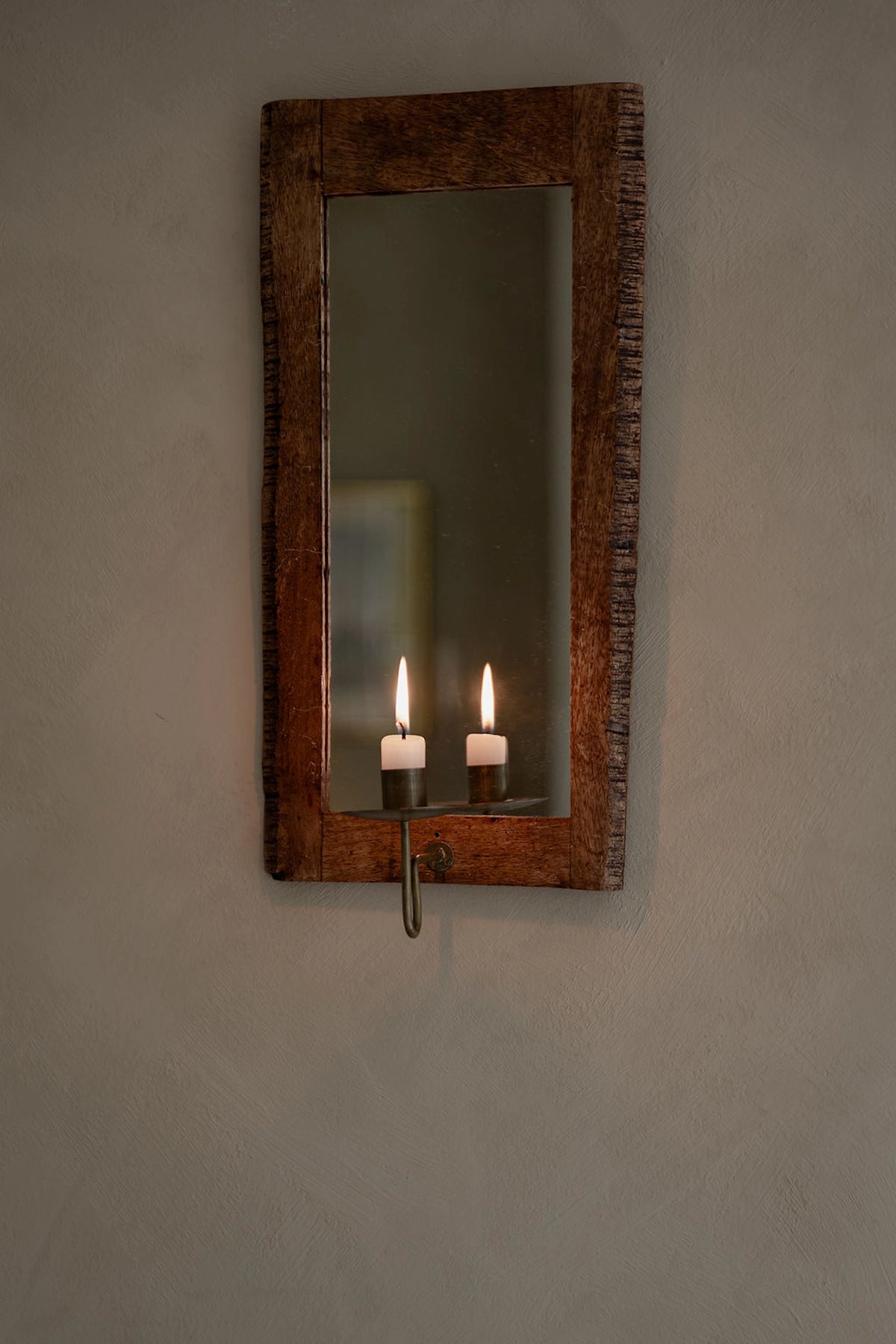 Ljusstake Vägg Spegel Trä 21,5x14x46,5cm