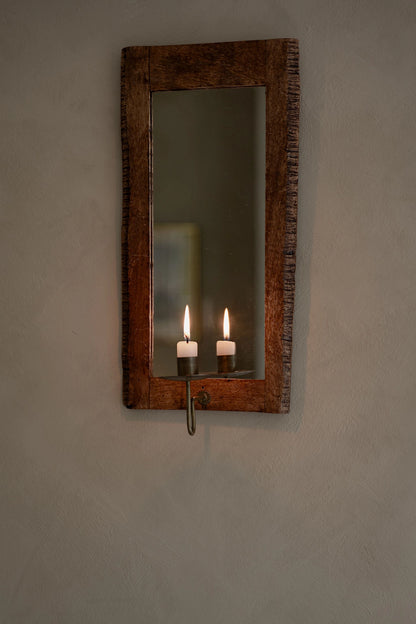 Ljusstake Vägg Spegel Trä 21,5x14x46,5cm
