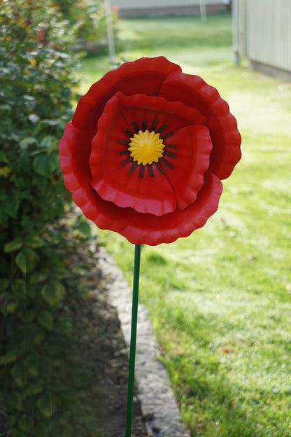 Utomhus Dekoration DIV. Trädgårdsstick 2-pack Vallmo Metall Röd 132 cm