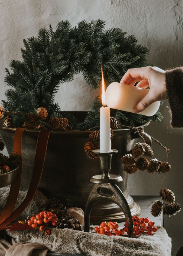 Ljusstake Stigbygel Bränd Mässing 14x9x20cm HH