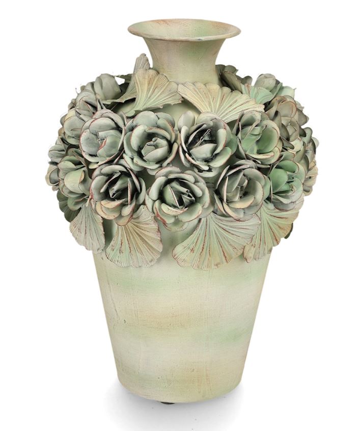 Dekorativ Vas Ofelia Blommig Grön Ø21x30cm Metall