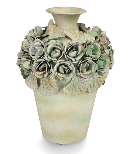 Dekorativ Vas Ofelia Blommig Grön Ø21x30cm Metall