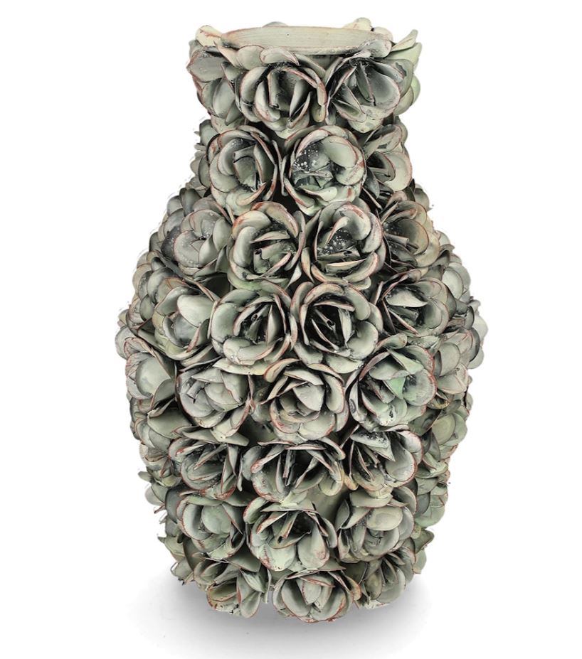 Dekorativ Vas Ofelia Blommig Grön Ø20x30cm Metall