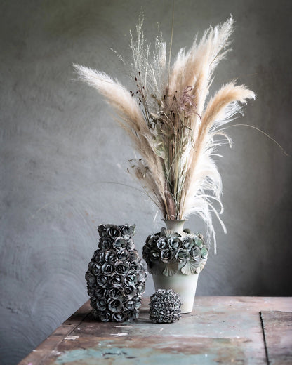 Dekorativ Vas Ofelia Blommig Grön Ø20x30cm Metall