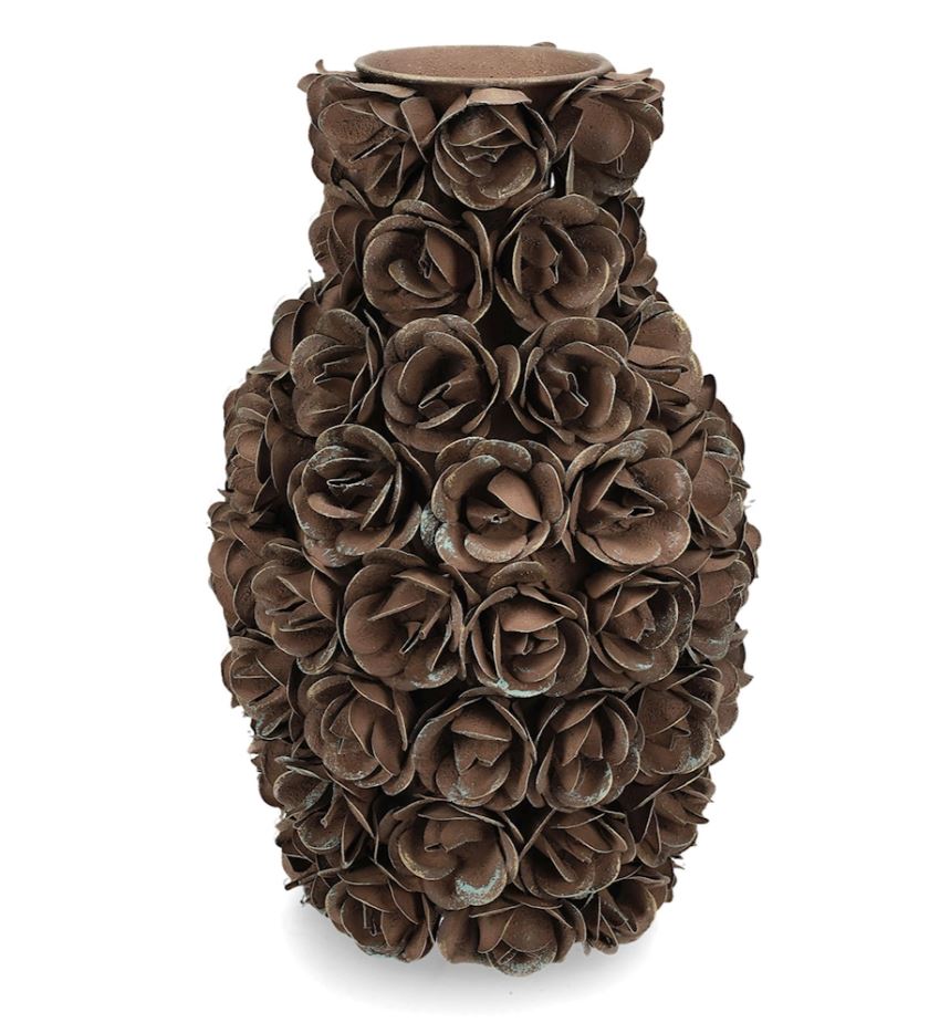 Dekorativ Vas Ofelia Blommig Brun Ø20x30cm Metall