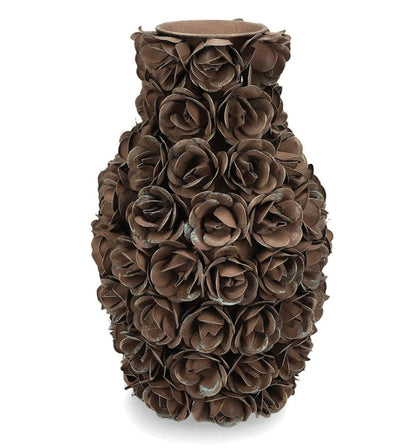 Dekorativ Vas Ofelia Blommig Brun Ø20x30cm Metall