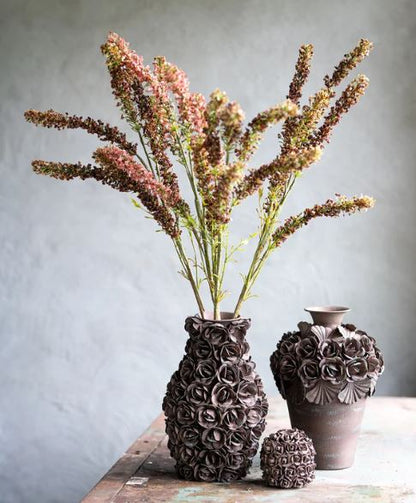 Dekorativ Vas Ofelia Blommig Brun Ø21x30cm Metall