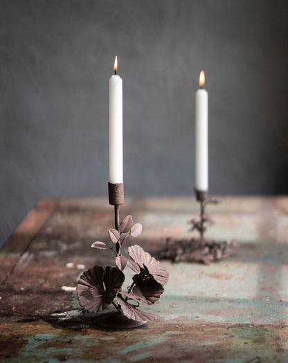 Ljusstake Floral 2-pack Brun 16x12x23cm