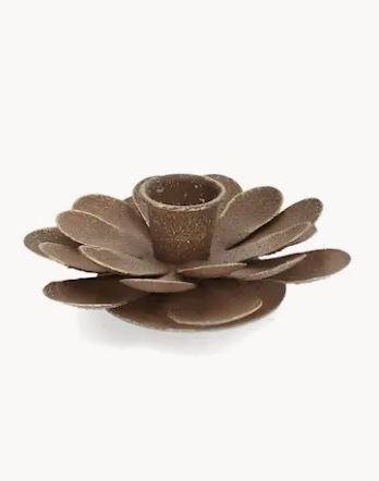 Ljusstake Floral 2-pack Brun Ø12x4cm