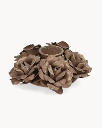 Ljusstake Floral 2-pack Brun Ø10x4cm