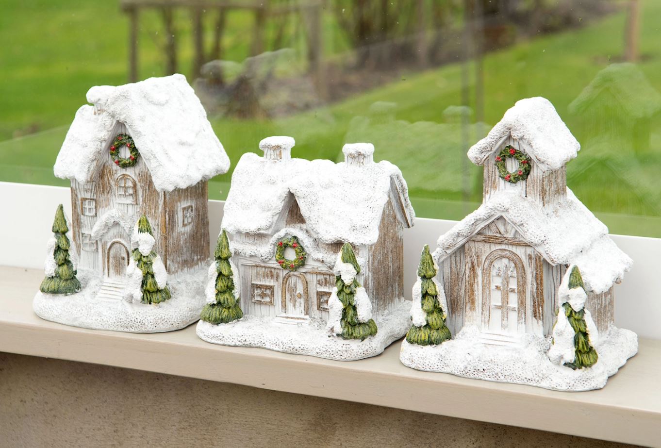 Juldekoration Inomhus 3-pack Hus Snöstad Mix