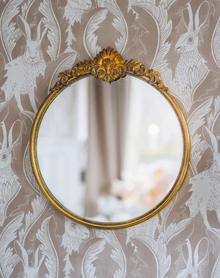 Väggspegel Rund Ornament Guld 46,5x2,5x50cm HH