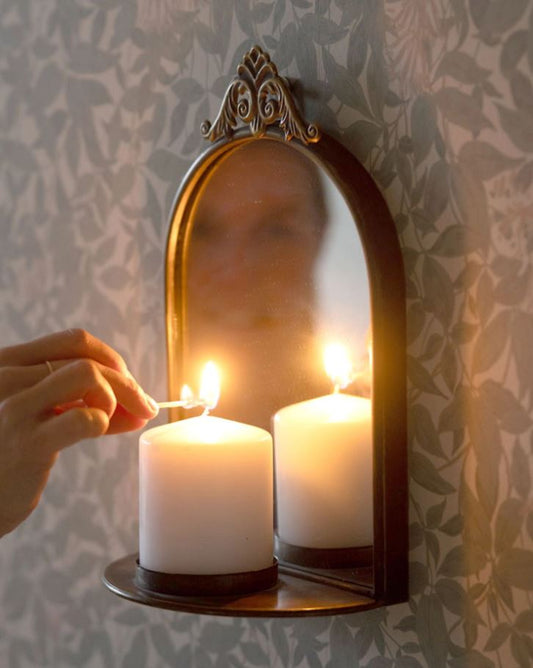 Ljusstake Vägg Antik Mässing 20x12x35cm HH