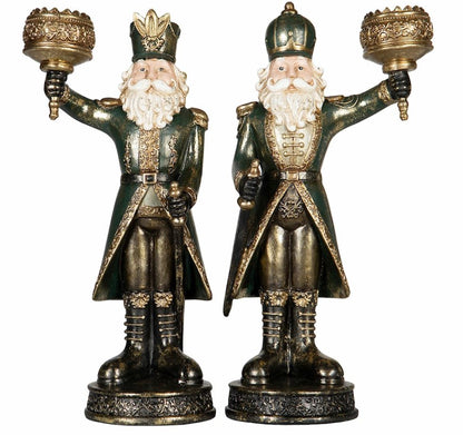 Juldekoration Nötknäppare ljusstake Mix Grön 35cm 2-pack