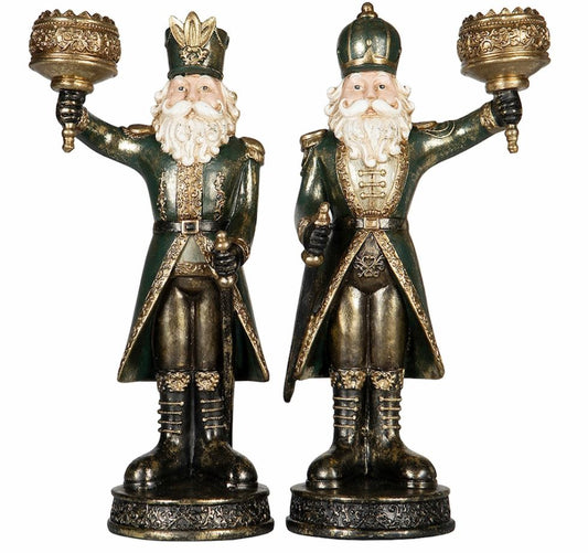 Juldekoration Nötknäppare ljusstake Mix Grön 35cm 2-pack