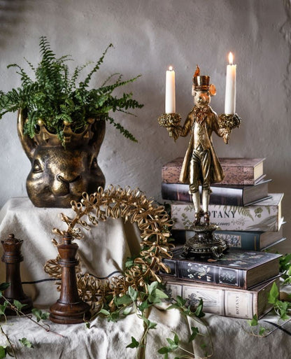 Ljusstake Mus Guld 20x11x46cm