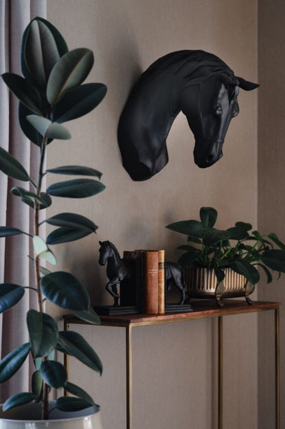 Väggdekoration Hästhuvud Svart Poly 23x43x42cm