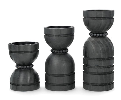 Ljusstake trä 3-pack 15/20/25 cm svart