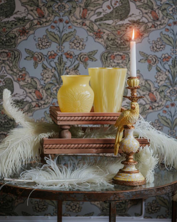 Ljusstake Papegoja Gul 40cm I lager vecka 07