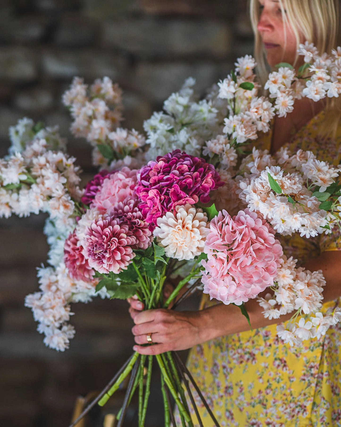 Konstgjord växt Dahlia Dusty Pink 3-pack 50 cm