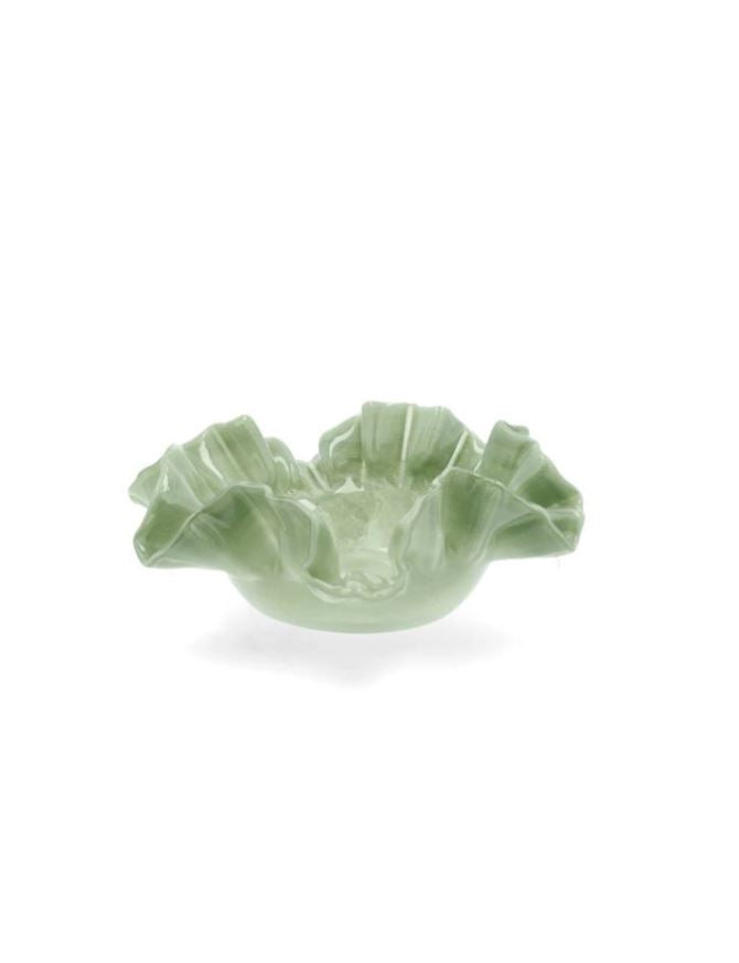 Dekorativ Skål Blomblad Grön Ø22 cm