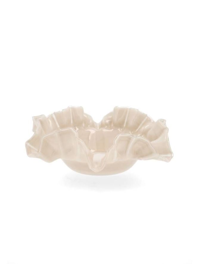 Dekorativ Skål Blomblad Beige Ø25 cm